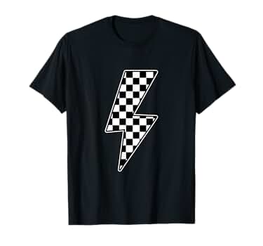Amazon.com: Checkered Lightning Bolt Thunder Checkerboard T